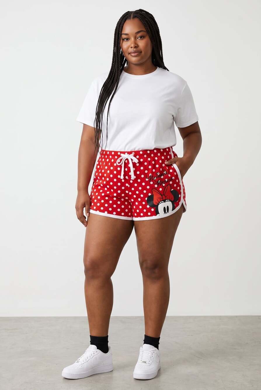 Disney Minnie Mouse Girls Red Polka Dot Lounge Sleep Shorts Sz L